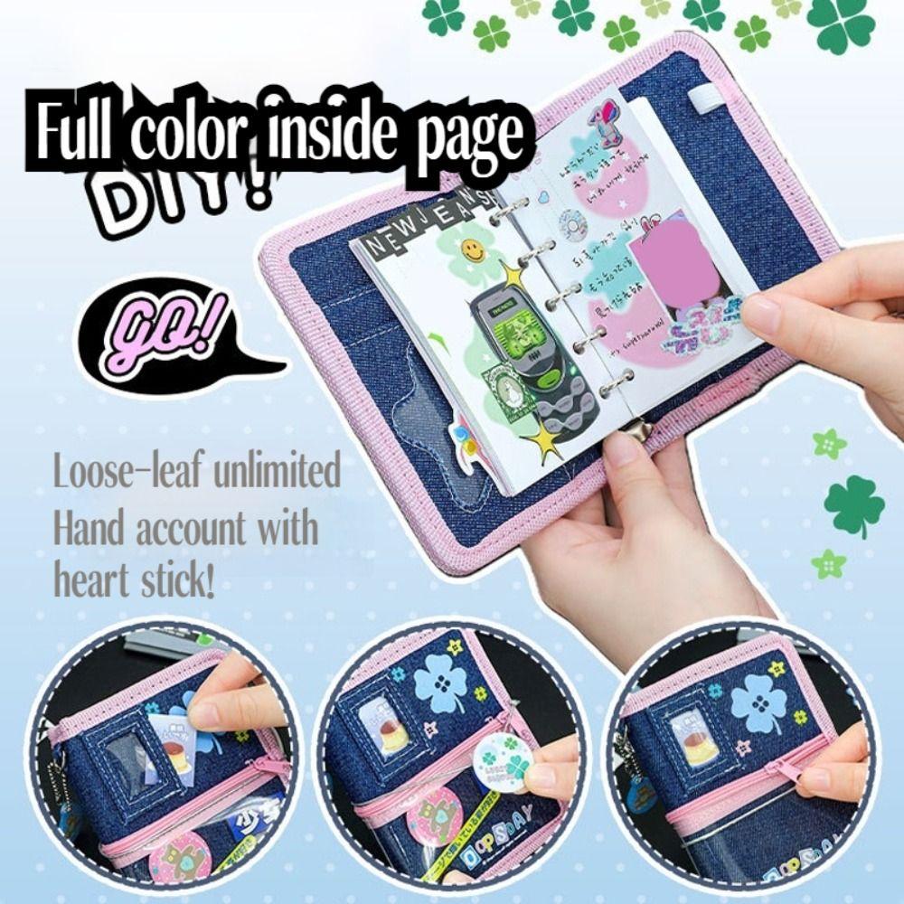 Multi-function DIY Binder Journal Book Y2K Style School Accessories Star Card Holder  Girls Gift