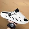 Fashion Men's One Word Slippers Summer Non Slip Outdoor Fashion Peep Toe Sandals Breathable Comfortable Height Increase Casual Flats