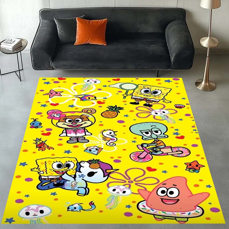 3D S-SpongeBob Patrick Star Cartoon Carpet Rug for Playroom Bedroom Living Room Sofa Home Decor,kids Area Rug Non-slip Floor Mat