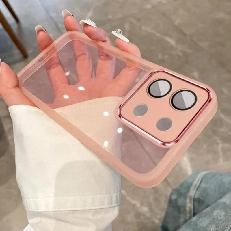 

Прозрачный мягкий силиконовый чехол для Motorola Moto G15 G75 5G G85 G35 G05 G45 G84 G53 E15 защитный чехол для объектива камеры из прозрачного ТПУ For Moto G15 5G розовый