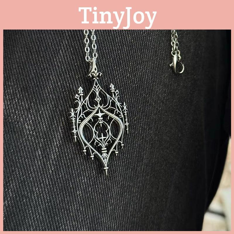 Vintage Punk Castle Pendant Necklace Alloy Drop Shape With Link Chain For Festival Gift