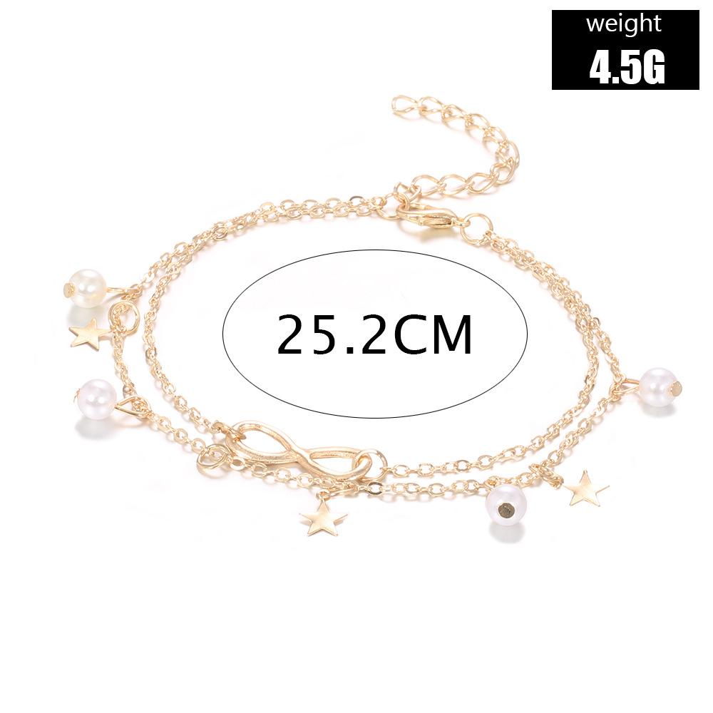 Summer Jewelry Ladies Alloy Anklet 8 Character Double Layer Star Anklet Selling Leg Jewelry