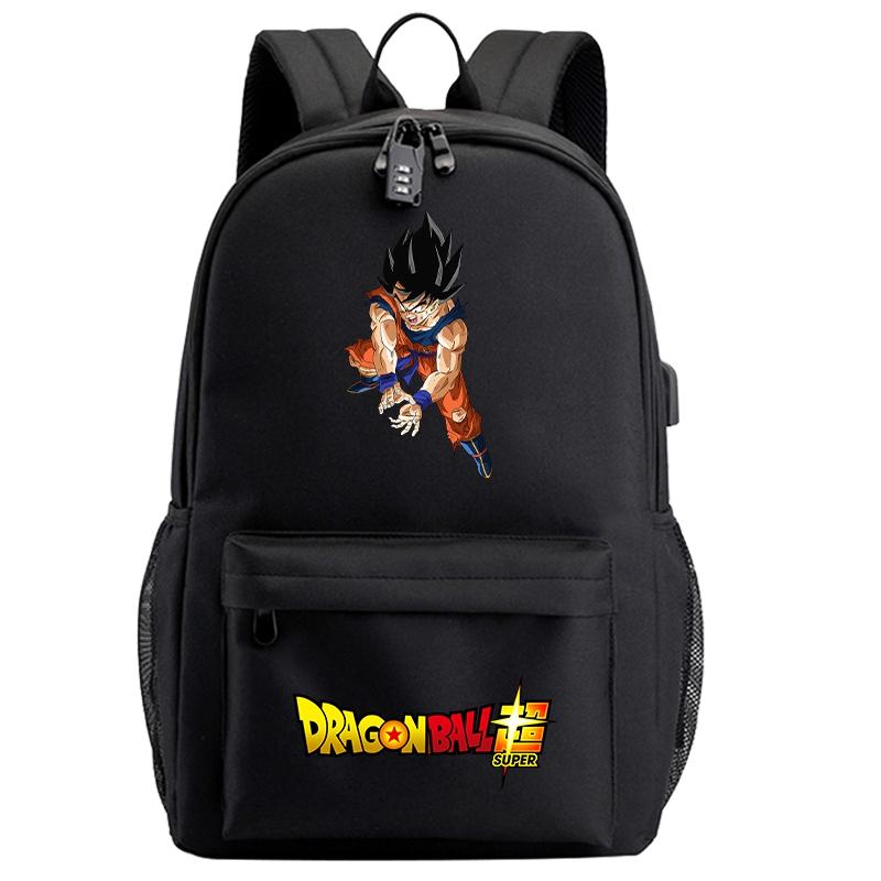 Anime Dragon Ball Black Usb Backpack for Teenager Girl Boy Back To Schoolbag Laptop Bag Daily Book Bag Men Women with Lightweight Bagpack Mochila