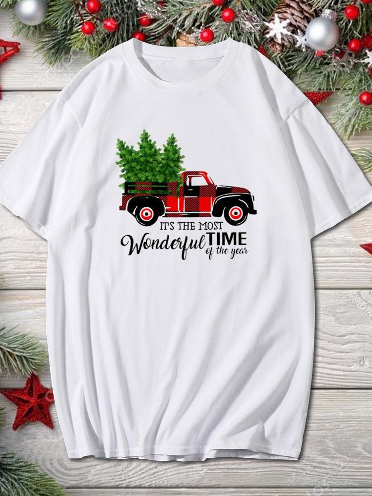 2025 Merry Christmas Women Holiday Fashion T Shirt Trend Graphic T-Shirts Holiday Tshirt New Year O-Neck Cartoon Top Xmas Gifts