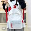 SchoolbagWTAII [Student Bag] Striped Splicing Backpack Korean Simple Versatile Backpack Junior High School Student School Bag
