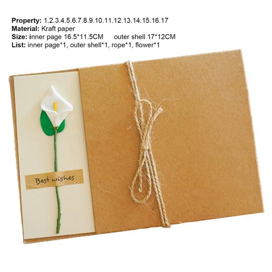 1 Set Birthday Card Eye-catching with Artificial Flower Kraft Paper Baby Bridal Shower Thank-You Card for Children