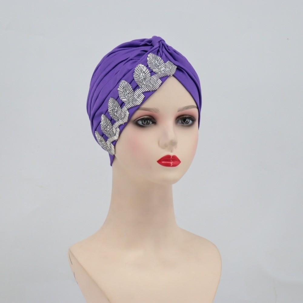 Solid Color Cross Knot Headwrap Versatile Headwrap Hat New Side Leaf Rhinestones Headscarf  Party