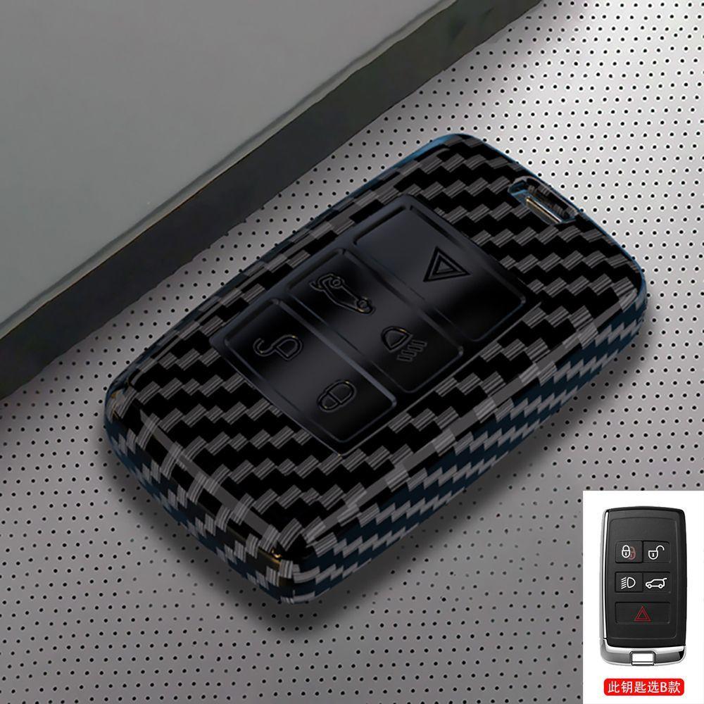 Kolfibermönster Bilnyckelfodral Fjärrkontrollskydd Skalhållare För Land Rover Range Rover Sport Evoque Freelander Velar Discovery