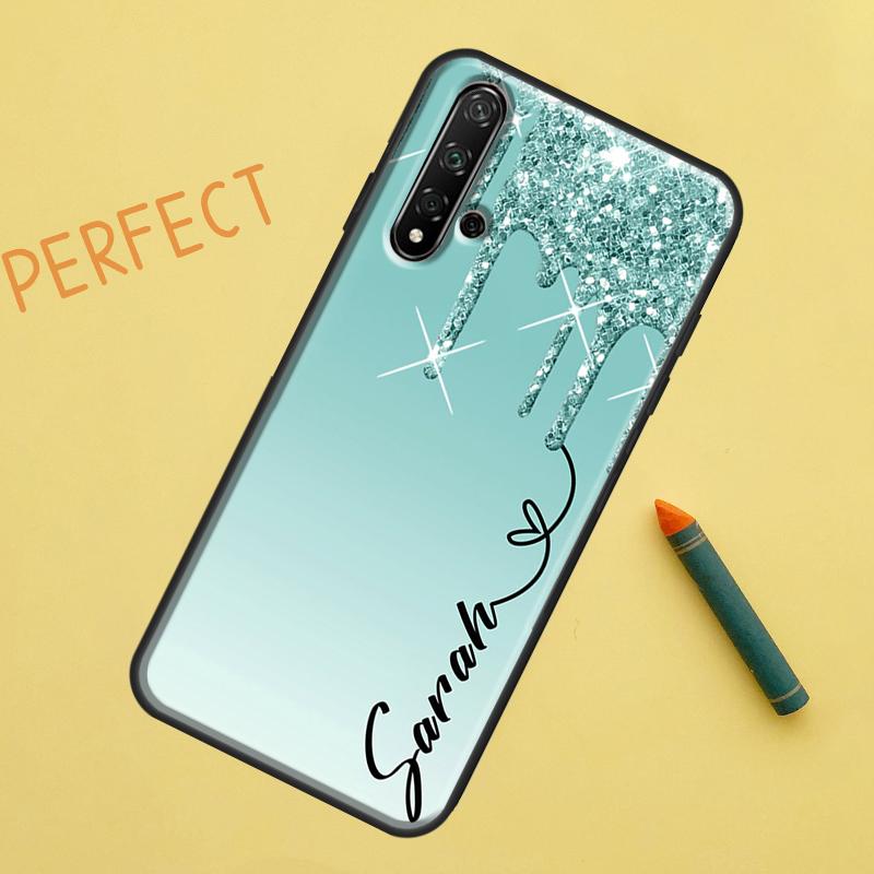 Personalised Glitter Name Case For Huawei Nova Y90 Y70 Y61 Y60 9 10 SE Nova 5T 11i 8i 7i 3i P20 P40 P30 Lite P60 Pro
