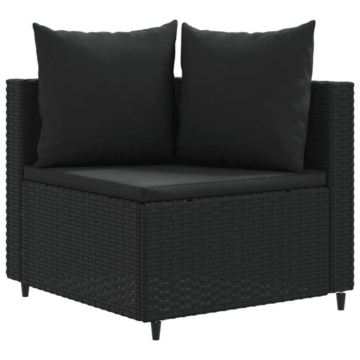 VidaXL Salon de jardin 4 pcs avec coussins noir résine tressée, ensemble de canapés d'extérieur, canapé d'angle de jardin, 3308363
