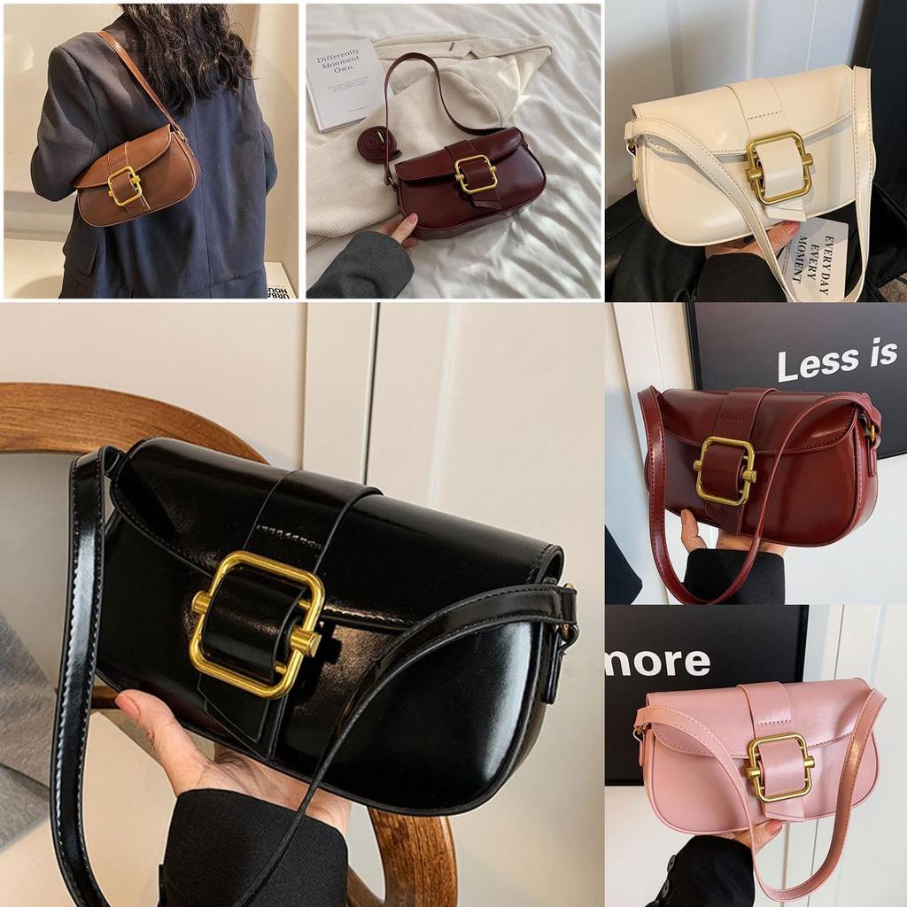 Trendy Small Pu Saddle Bag For Women 2023 Winter Street Style Shoulder Crossbody Bag