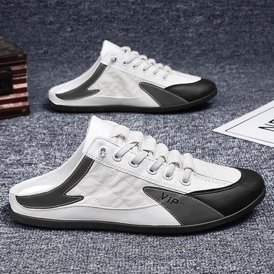 Men's Shoes 2024 Summer New Half Slippers Men's Versatile Breathable Doudou Shoes Korean Version Trendy Lazy One Pedal Trendy Shoes