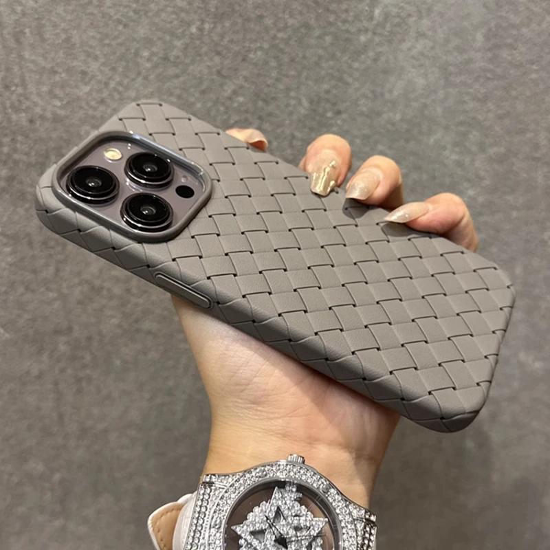 Luxury Woven Pattern Breathable Mesh Cooling Case For iPhone 15 14 13 12 11 Pro Max 15Plus Ultrathin Soft Silicone BV Grid Cover