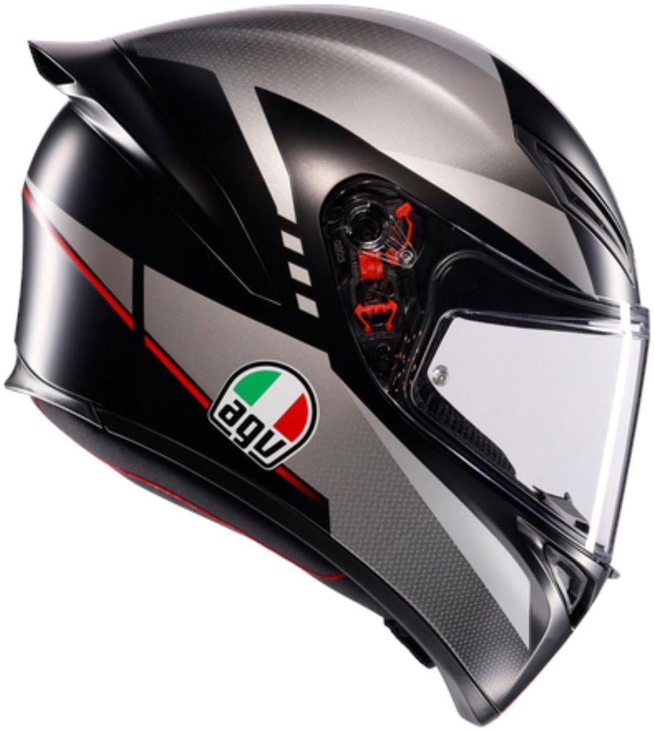 AGV K1 S Full Face Motorcycle LAP MATT XL Helmet, BLACK/GREY/RED, (61-62cm), 18394007034-XL