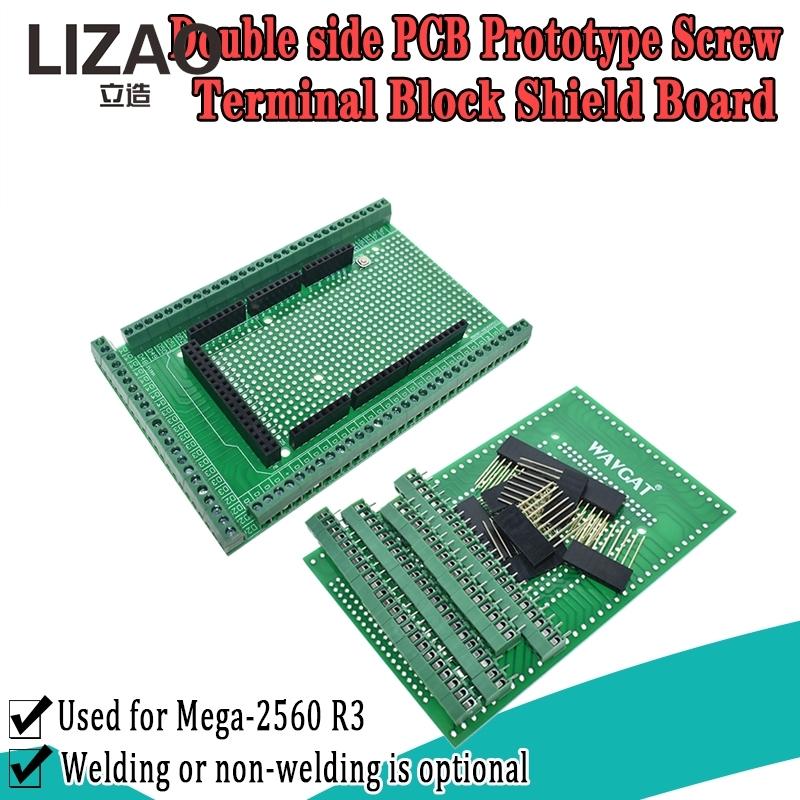 LIZAO Double Side PCB Prototype Shield Board, Screw Terminal Block Expansion Board for Arduino Mega-1161 R1