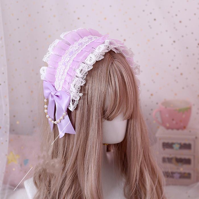 Japanese Sweet Lovely Hair Band Lolita Maid Hairband Lace Ribbon Bowknot Headband Cosplay Headdress Cute Accessories
