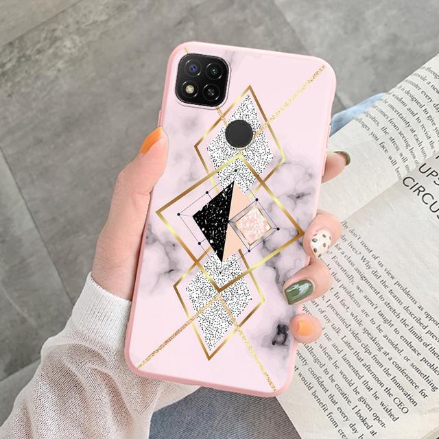 Marmurowy wzór etui na telefon do Redmi 9C 9 C NFC 10A 10 A pokrowiec ochronny różowy silikonowy miękki Funda do Xiaomi Redmi 9C Coque
