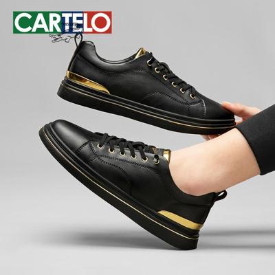 Cardile Crocodile Herren Casual Sneaker - Herbst 2025 Bestseller aus echtem Leder, vielseitiges schwarzes Design