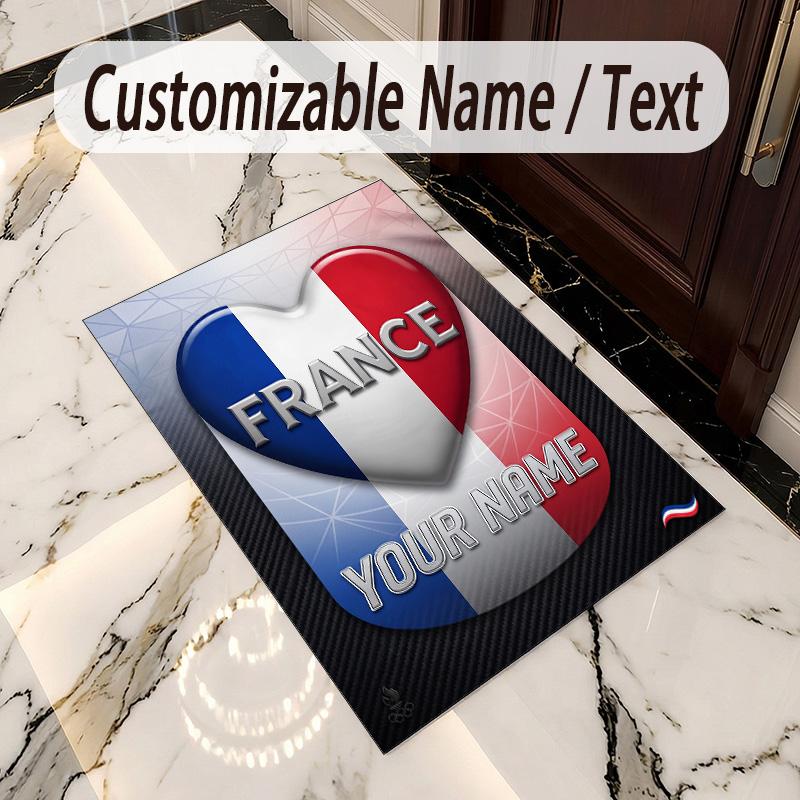 Crystal Velvet Rug France national football team Print Custom Name Text Floor Mat Home Decor