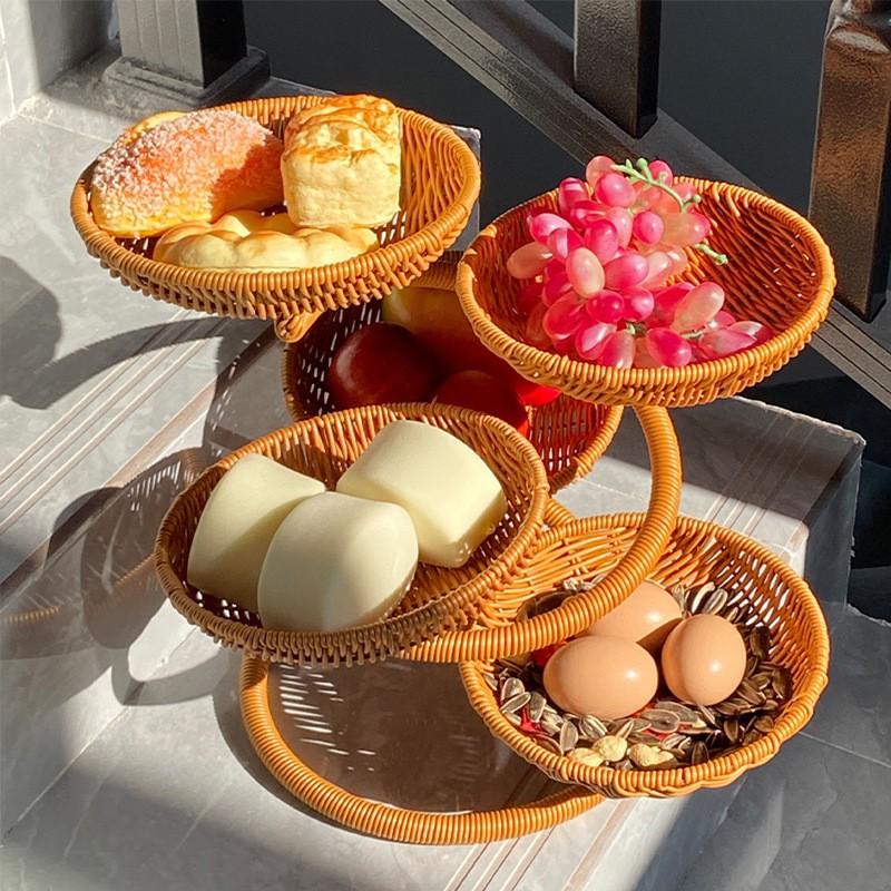 Multi-Tier Fruit Basket With Thickened Steel Frame Detachable Storage Organizer Kitchen Dining Table