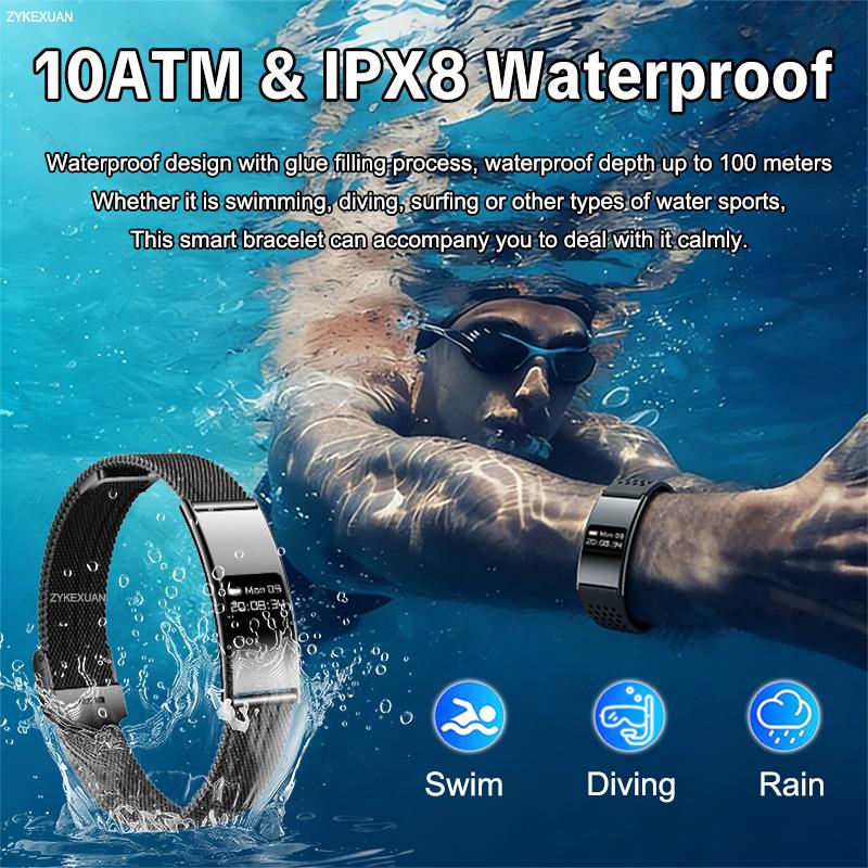 New Fitness Tracker Smart Bracelet Men Women Health Monitoring IPX8 Waterproof Smart Watch Heart Rate Sleep Monitor Smart Band