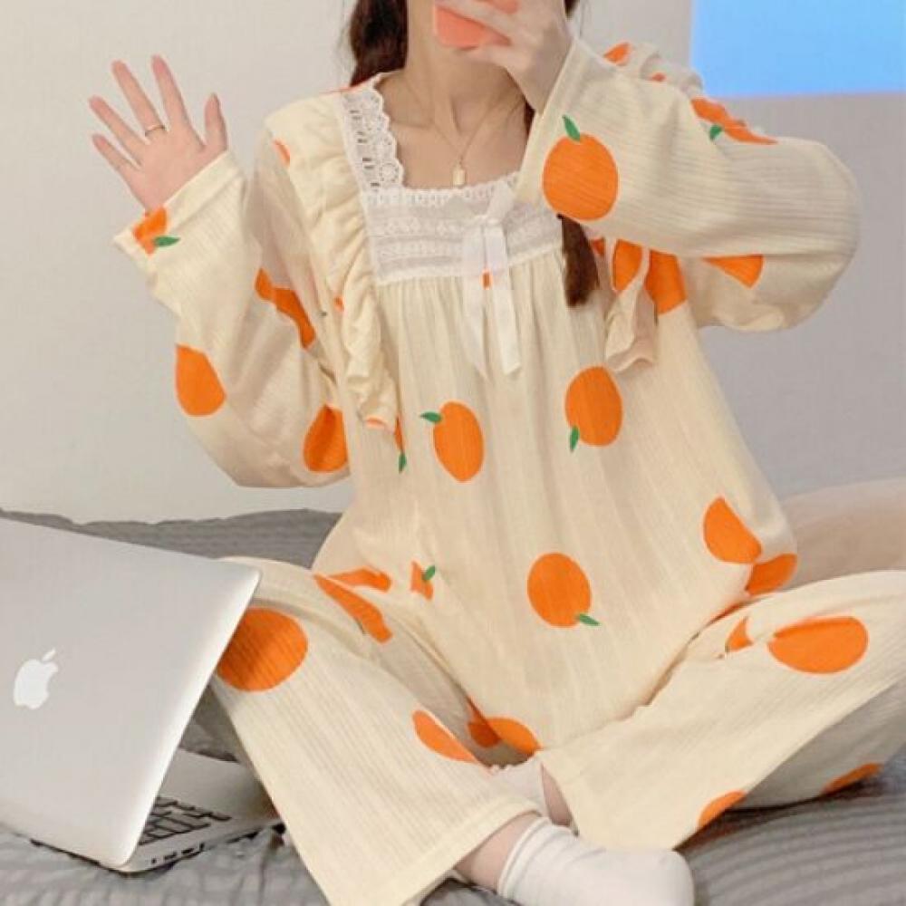 Navava Women S Long Sleeve Lace Pajama Set Nt1312