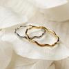 Mariasz Minimalist PVD Gold Thin Dainty Stackable Sea Wave Stainless Steel Rings for Women Classic Jewellery Set Gifts