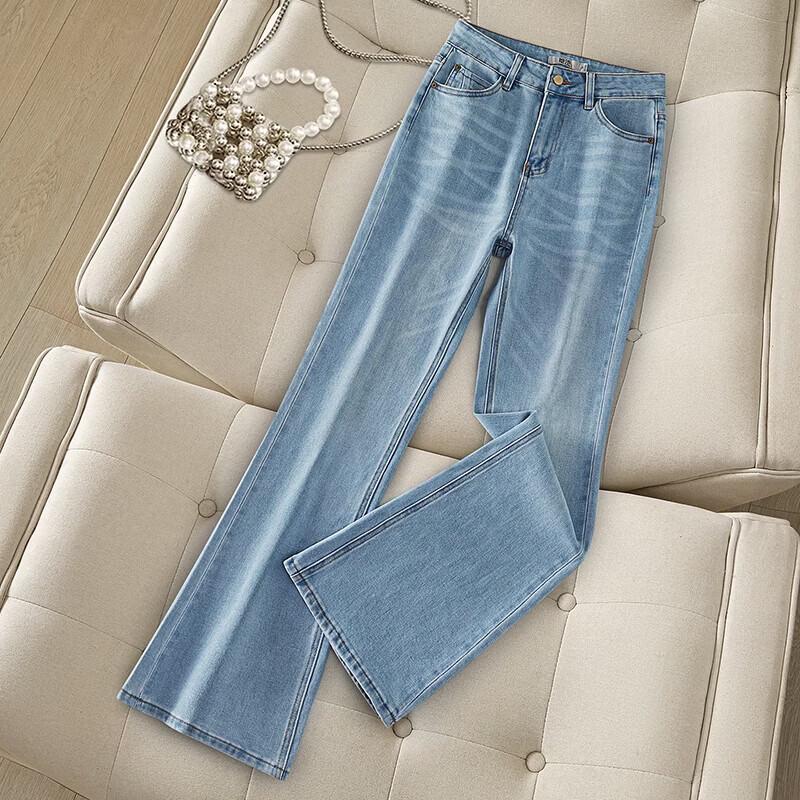 Women s Washed High-Waist Flared Jeans L