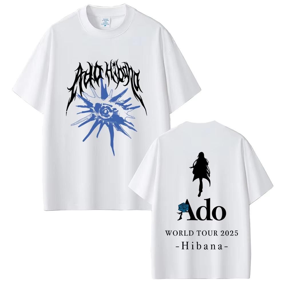 Ado World Tour 2025 Hibana T-shirts Men Women Fashion Japanese Style T Shirts Tops Female Casual Vintage Oversized Crewneck Tees