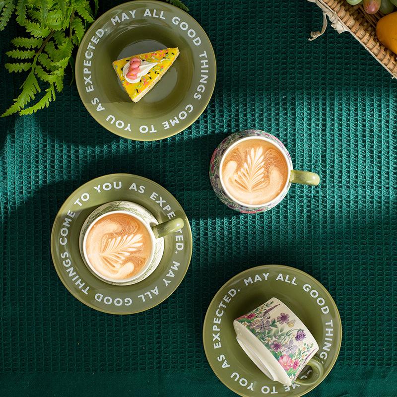 French Garden Luxury Coffee Cup & Saucer Gift Set: Elegant Mug with Saucer
