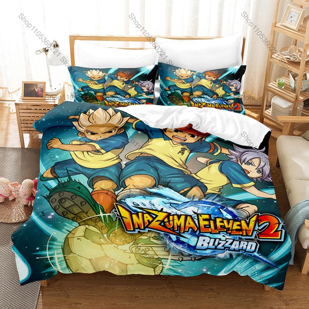 Inazuma Eleven GO Beddengoed Set Dekbedovertrek + 2 Kussenslopen Sport Voetbal Anime Raimon Teamgeest Beest Slaapkamer Decoratie