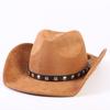 Popular European and American Classic Suede Western Cowboy Hat, Men's and Women's Fashion Big-brimmed Top Hat Shade