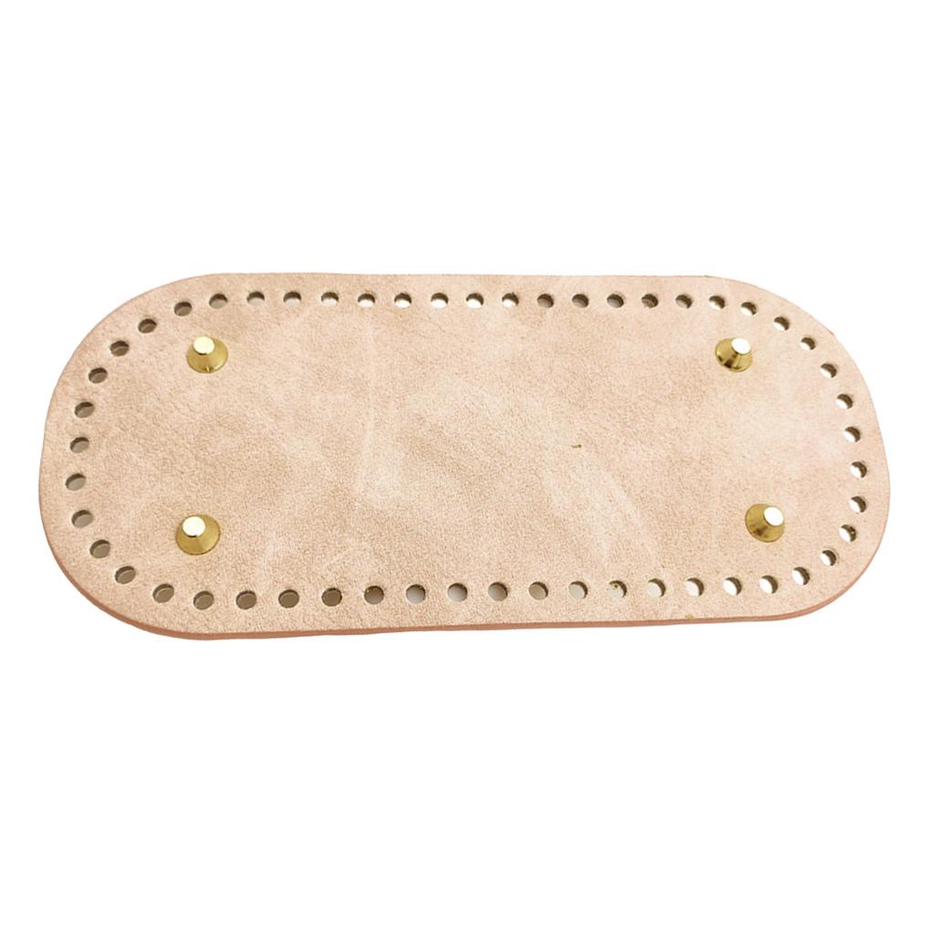 PU Leather Oval Long Knitting Crochet Bags Nail Bottom Shaper Pad Bag Cushion Base with Holes Handbag DIY Shoulder Accessories