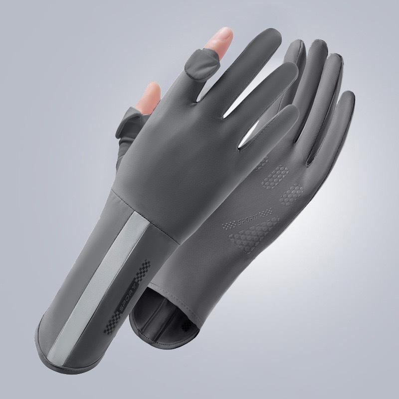 

Ice Silk Gloves Women Summer Sun Protection Fingertip Flip Touch Screen Driving Gloves Long Wrist Anti-Slip Cycling Lady Gloves темно-сірий