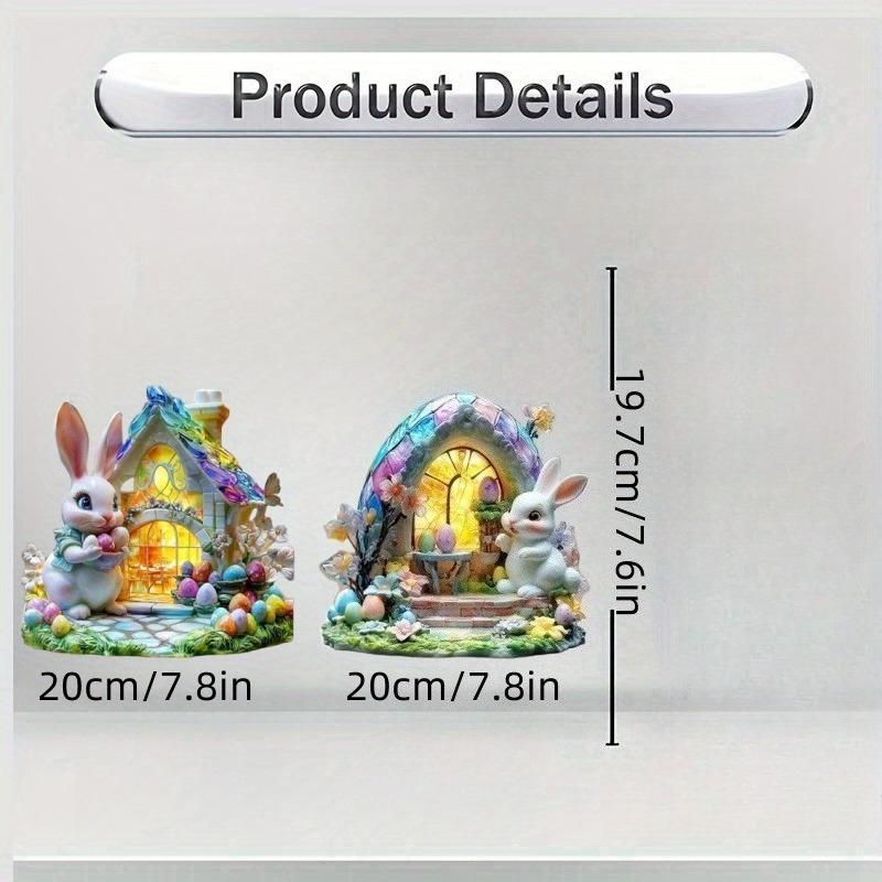 2D Flat Easter Bunny and Easter Eggs Acrylic Desktop Decorative Sign, Suitable for Wall Decoration, Porch, Room, Villa, Accents Home, Hallway, or Work