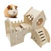 Wooden Hamster House Hut,Funny Hideaway with Climbing Ladder Habitat Maze for Small Animals Rat