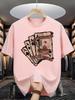 Men'S Casual Crew Neck T-Shirt with Playing Card Graphic,  Knit Fabric, Slight Stretch, Regular Fit, Summer Top for Daily Wear