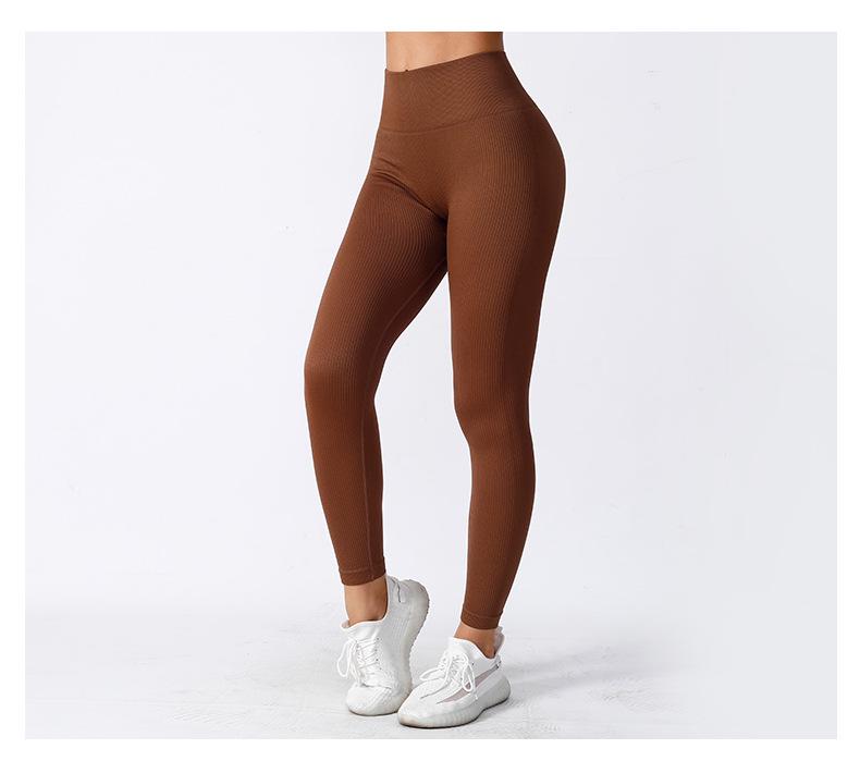 Baoshun Seamless High-Waisted Ribbed Yoga Fitness Leggings