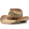 Pălărie de cowboy occidental din paie cu boruri largi protecție solară de vară respirabilă retro curea reglabilă exterior casual unisex boho