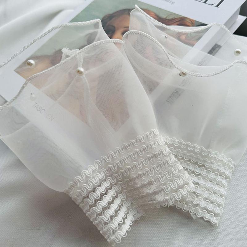 Lace False Sleeves Women'S Sweet Lace Mesh Pearl Bell Sleeves Wrist Sleeve For Weddings And Parties