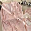 Pajamas Women's Summer Ice Silk Jacquard Pajamas Simple Loose Casual Comfortable Women's Loungewear Suit Premium Sense