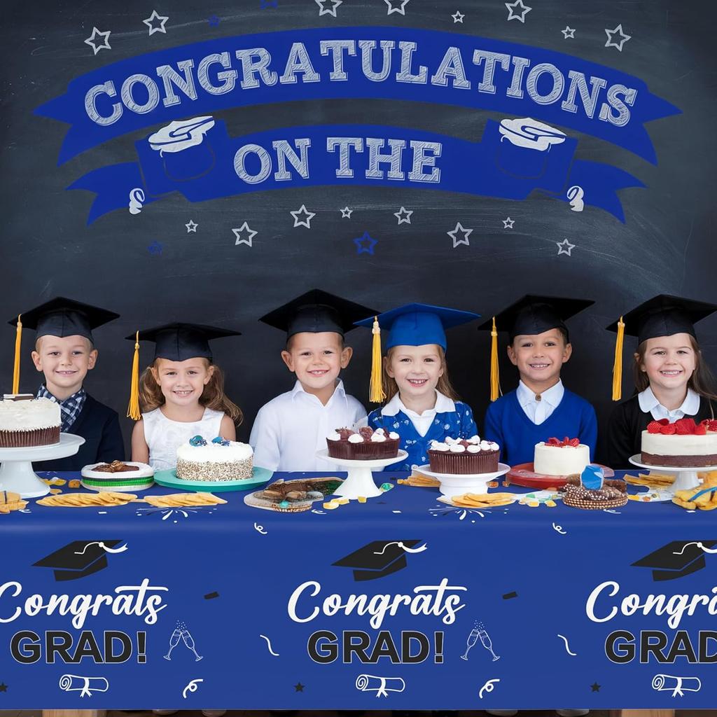 Slergut 2026 Graduation Decorations 3 Pack Graduation Tablecloth 54"x108", 2026 Graduation Party Table Decorations Blue Graduation Party Supplies