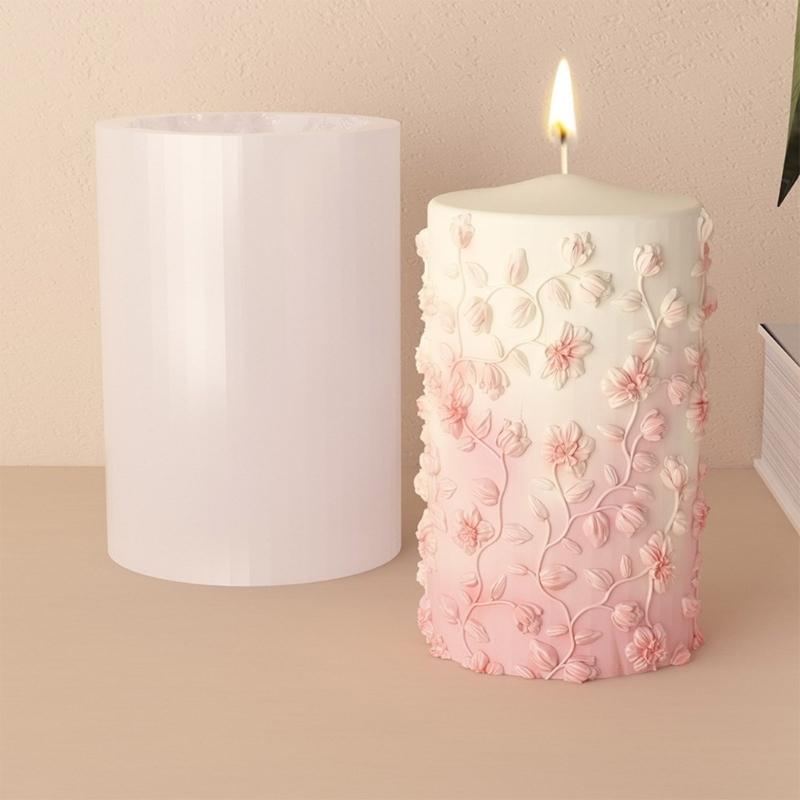 Sturdy Silicones Candle Molds With Embossed Florals Designs for Unique Candle Making Home Decoratiion Craft Supplies