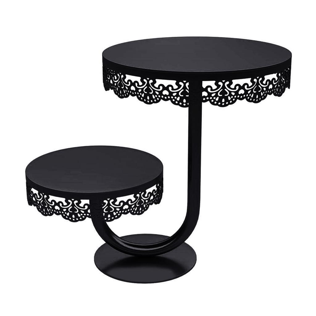 Elegant Two Tiers Birthday Cake Stand Iron Round Dessert Display Tray Metal Dessert Holder for Kitchen or Dining Room
