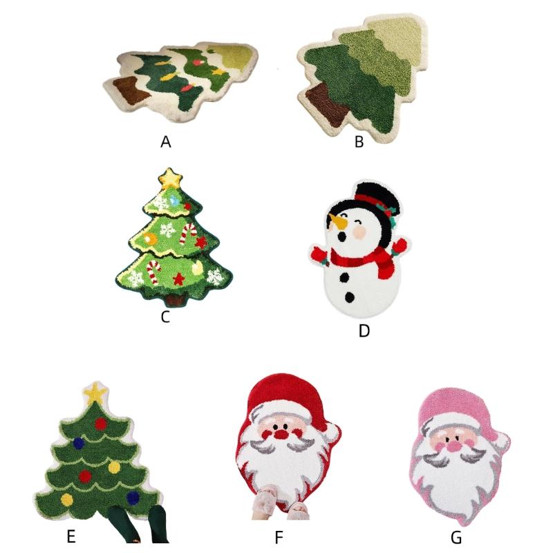Bath Mat Christmas Tree Bath Rug with Strong Absorbency Slip Resistant Floor Pad Perfectly Keep Floor Dry