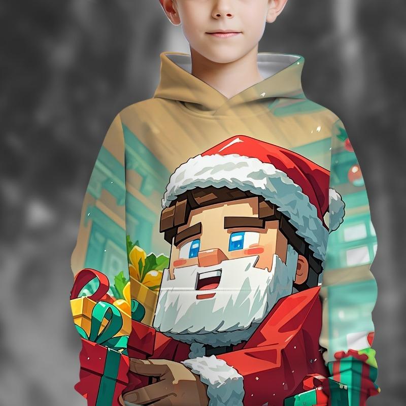 Kids Clothes Boys Hoodies Long Sleeve 3D Santa Claus Print Children Spring Fall Clothes Stylish Christmas Party Girl Clothes Top