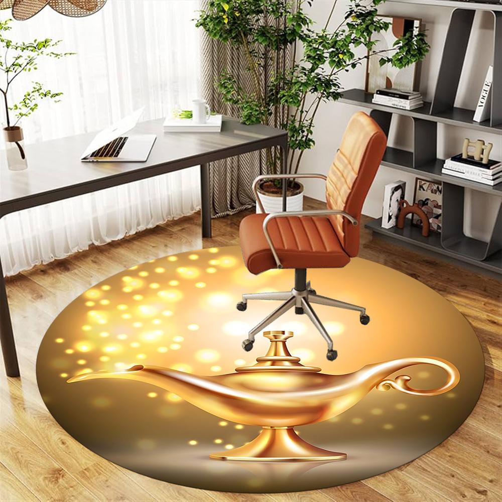 1pc magic lamp Round Chair mat Area Rug - Non-Slip, Floor Mat for Office, Bedroom, and Indoor Decor c1125232