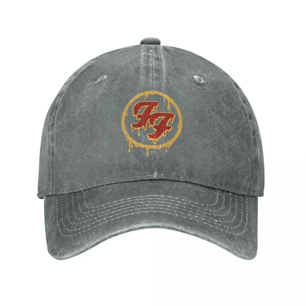 Vintage Musik F-Foo F-Fighters Band Basebollkepsar Unisex Sliten Tvättad Huvudbonad Stadssky Hög Utomhus Justerbara Kepsar Keps