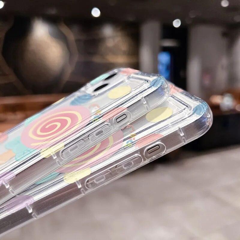 Lollipop Clear Phone Case For iPhone 12 Case iPhone 11 13 15 14 Pro Max XR XS 7 8 Plus SE 2020 Shockproof Bumper Silicone Cover