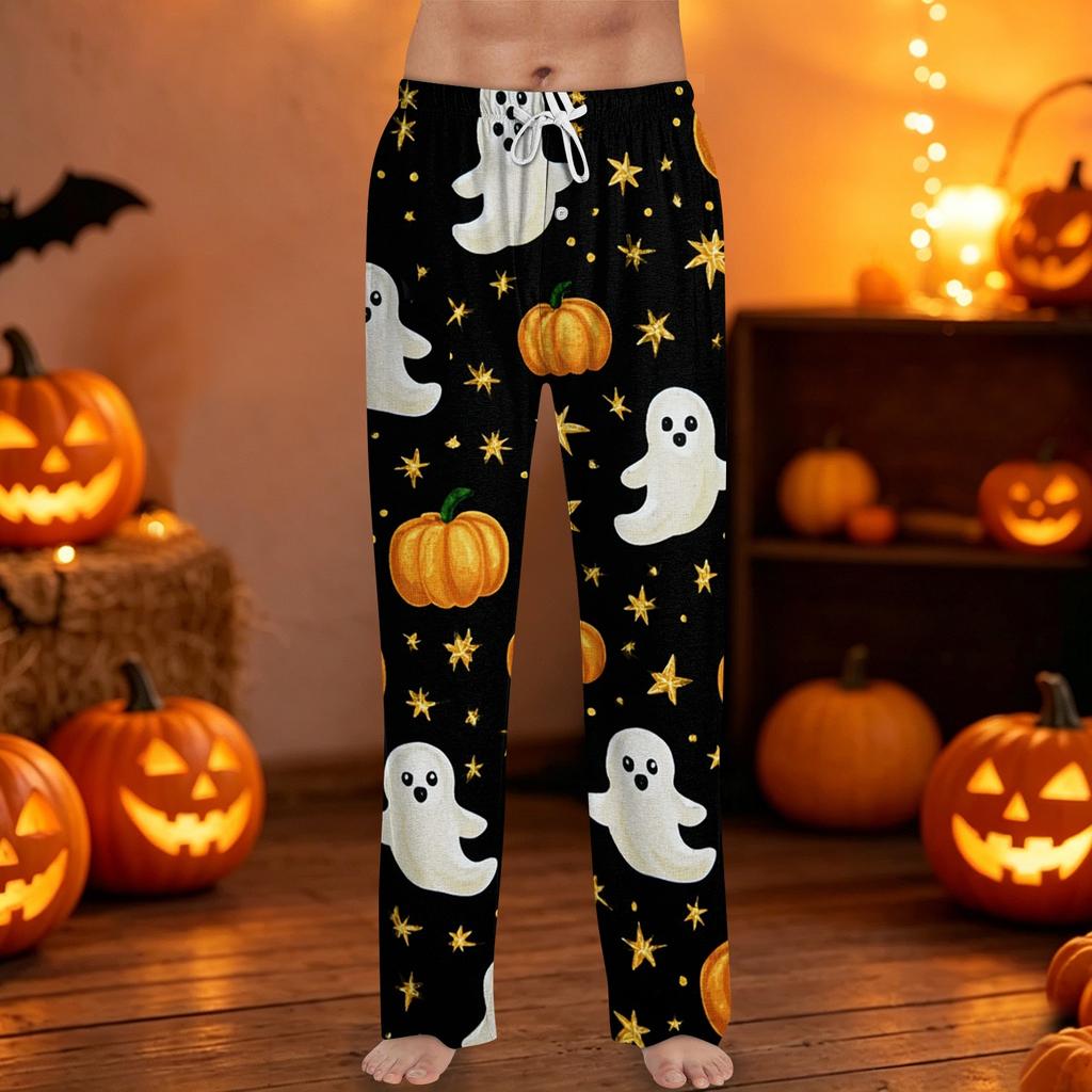 Men's Halloween Print Drawstring Lounge Pants Casual Sleepwear Bottoms Comfortable Fit Relaxed Style